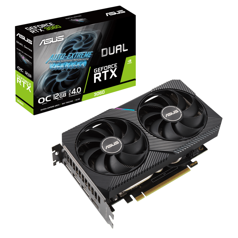 NVIDIA ASUS Dual GeForce RTX 3060 V2 OC 12GB LHR Graphics Card (DUAL-RTX3060-O12G-V2)