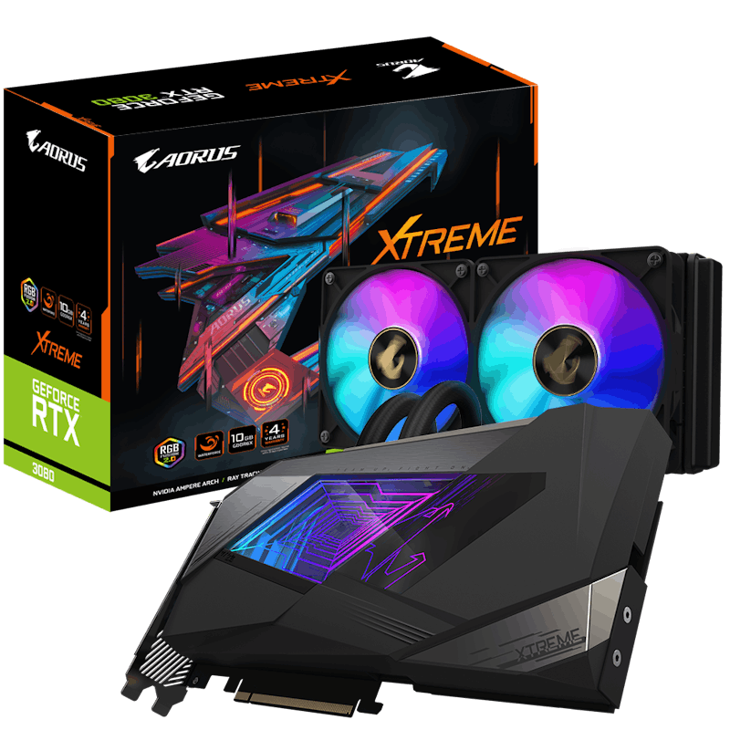 NVIDIA GIGABYTE AORUS GeForce RTX 3080 XTREME WATERFORCE 10G (rev. 2.0) LHR Graphics Card (GV-N3080AORUSX W-10GD Rev2)