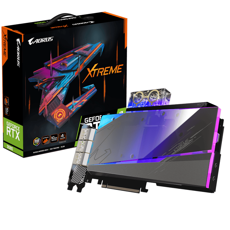 NVIDIA GIGABYTE AORUS GeForce RTX 3080 XTREME WATERFORCE WB 10G (rev. 2.0) LHR Graphics Card (GV-N3080AORUSX WB-10GD Rev2)