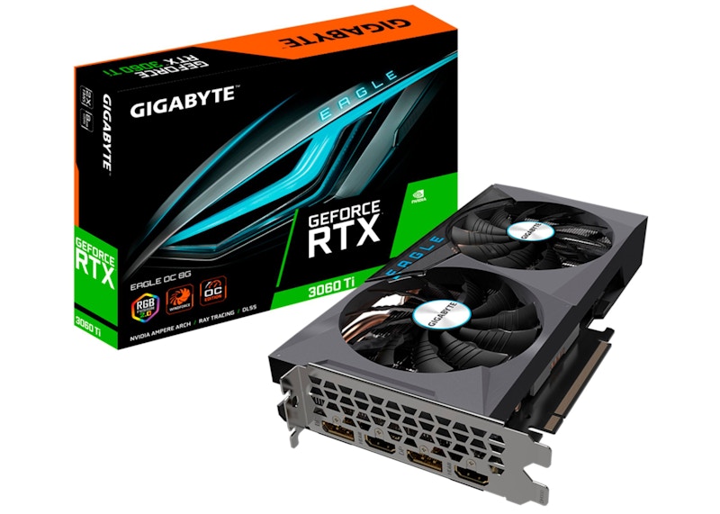 NVIDIA GIGABYTE GeForce RTX 3060 Ti EAGLE OC Graphics Card (GV-N306TEAGLE OC-8GD) Black