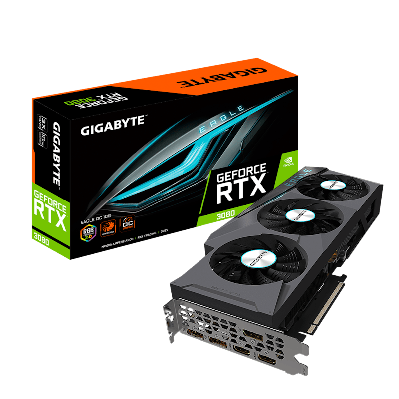 NVIDIA GIGABYTE GeForce RTX 3080 EAGLE (rev. 2.0) 10G OC LHR Graphics Card (GV-N3080EAGLE OC-10GD Rev2)