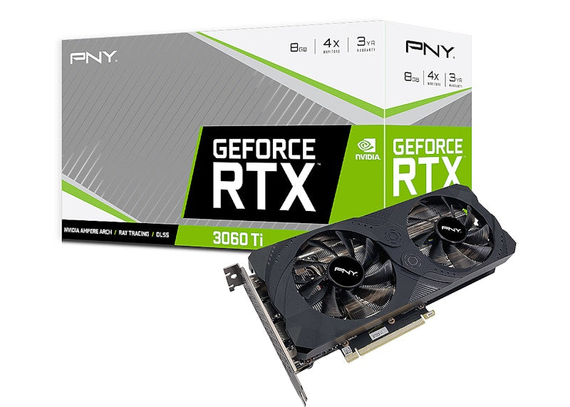 NVIDIA PNY GeForce RTX 3060 Ti UPRISING Dual Fan Graphics Card (VCG3060T8DFMPB) Black