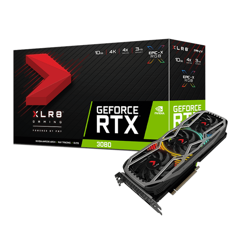NVIDIA PNY Geforce RTX 3080 XLR8 UPRISING EPIC-X 10GB LHR Graphics Card (VCG308010LTFXMPB)