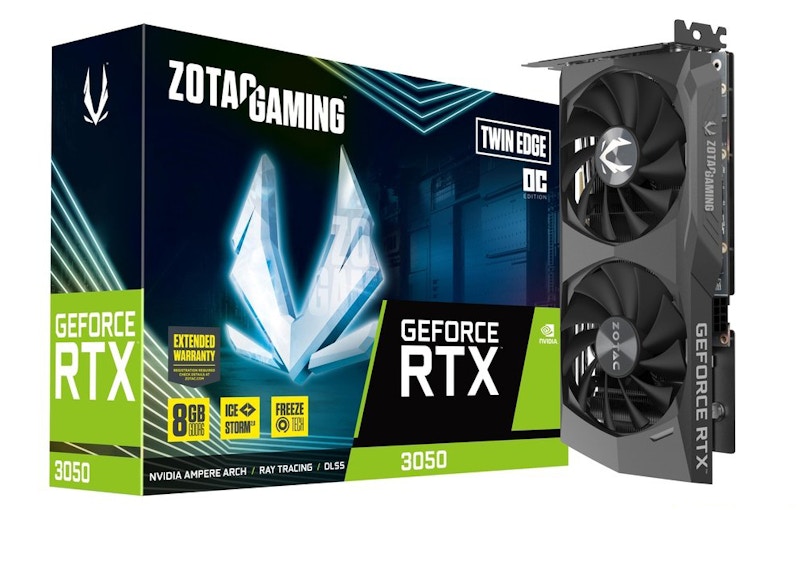 NVIDIA ZOTAC GeForce RTX 3050 GAMING Twin Edge 8G OC Graphics Card (ZT-A30500H-10M)