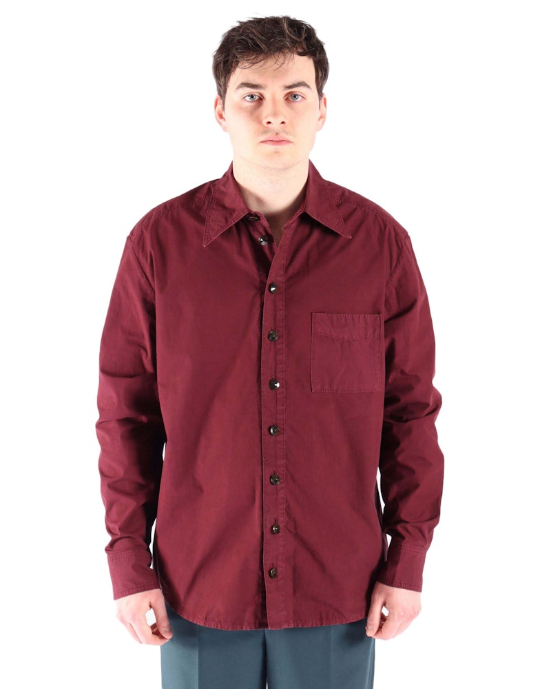 Namacheko Storm Flap Button Down Shirt Maroon