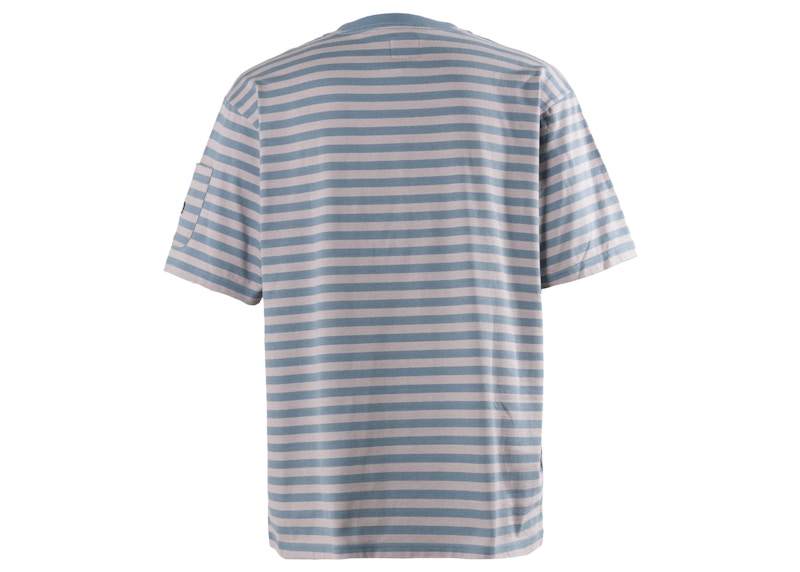 Needles S/S Crew Neck Stripe Jersey Tee Blue Grey
