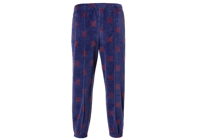 Needles Velour Papillon Zipped Track Pants Purple Bordeaux