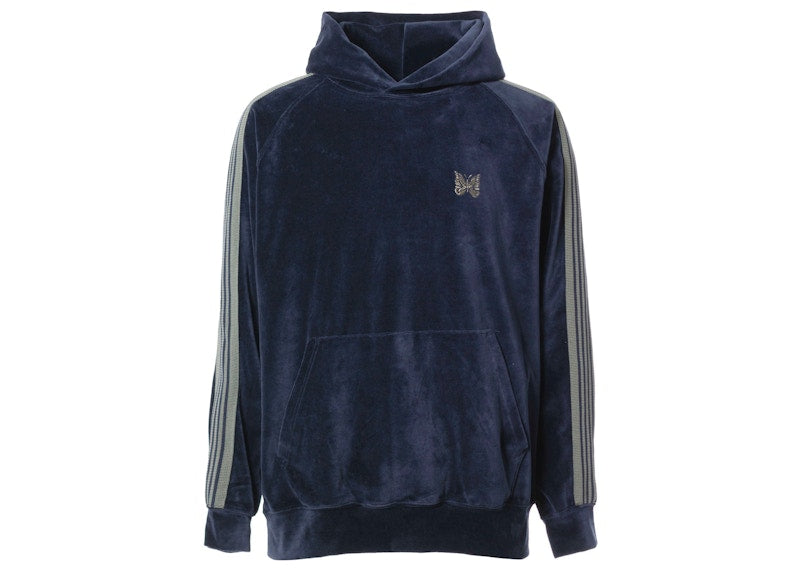 Needles Velour Track Hoodie Navy