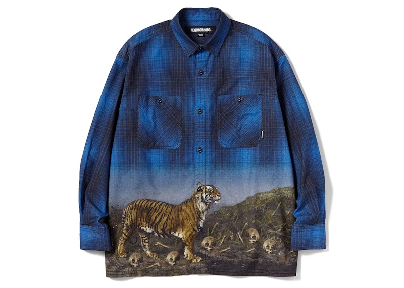 Neighborhood Tiger Print VE Shirt Blue