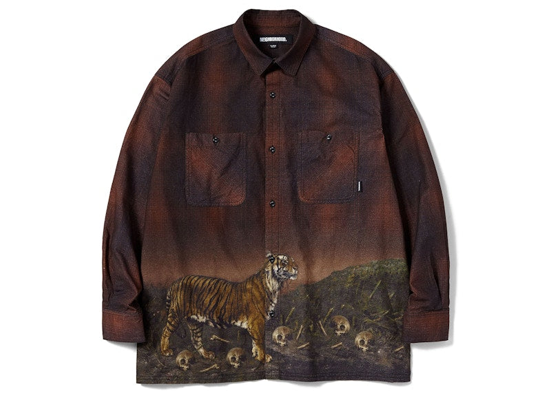 Neighborhood Tiger Print VE Shirt Brown
