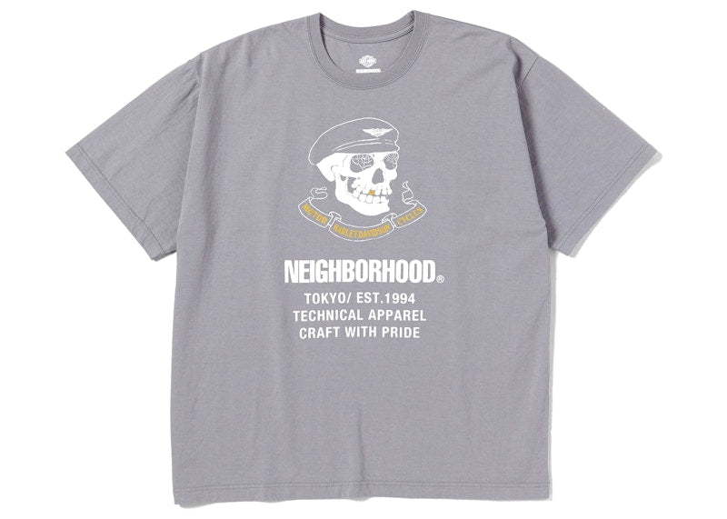 Neighborhood x Harley Davidson Cracked Print T-Shirt Grey