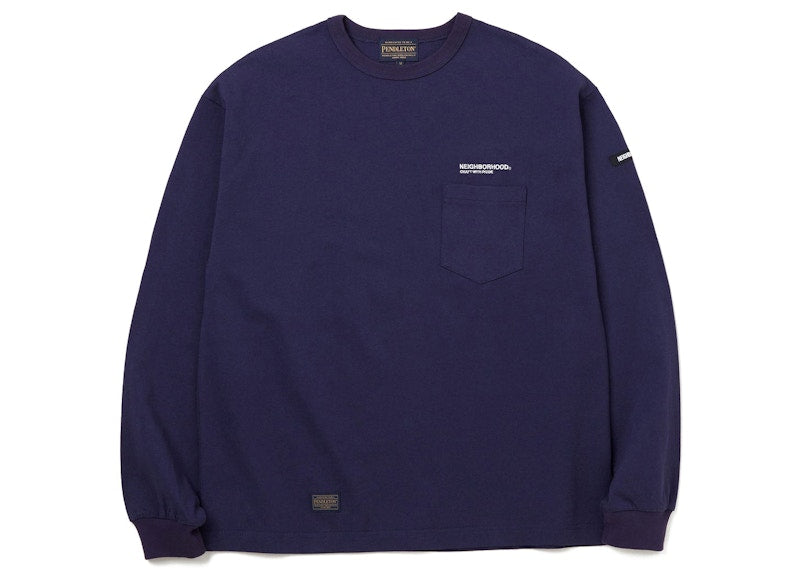 Neighborhood x Pendleton LS Crewneck Pocket T-Shirt Navy