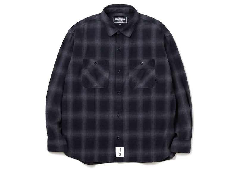 Neighborhood x Wind and Sea L/S Ombre Check Shirt Grey