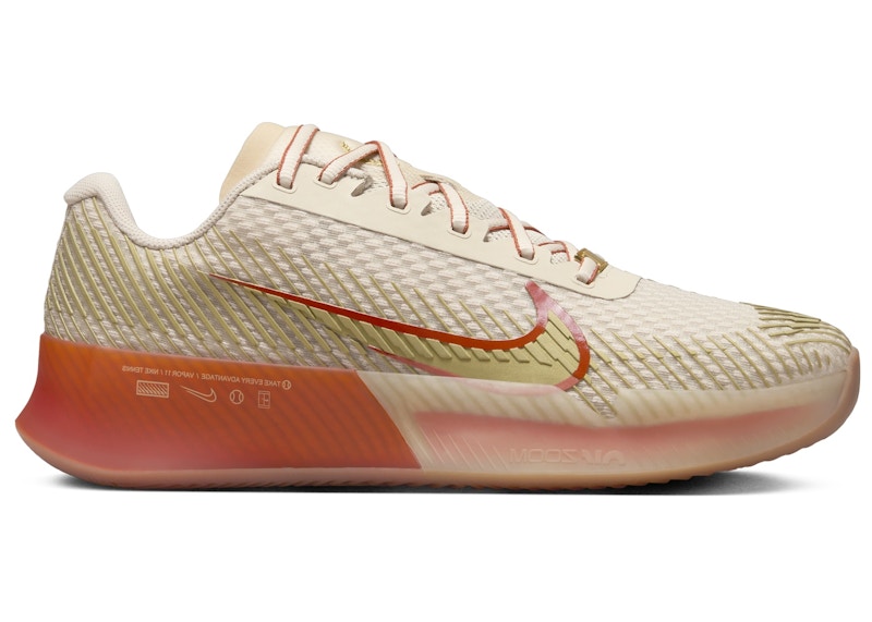 Nike Court Air Zoom Vapor 11 Clay Premium Sanddrift Rust Factor Gum Medium Brown Metallic Gold (Women's)