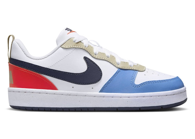 Nike Court Borough Low Recraft White Light Crimson Blue Beyond Thunder Blue (GS)