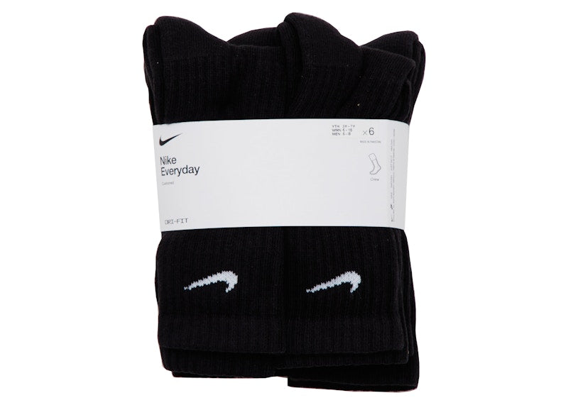 Nike Everyday Plus Cushioned Crew Socks (6 Pairs) Black