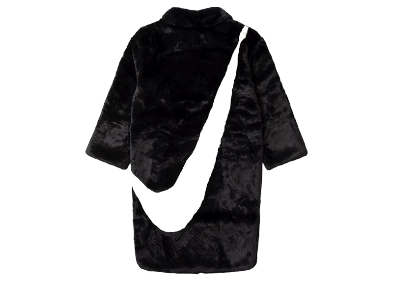 Nike Faux Fur Swoosh Long Coat Black/Dark Smoke Grey/Sail