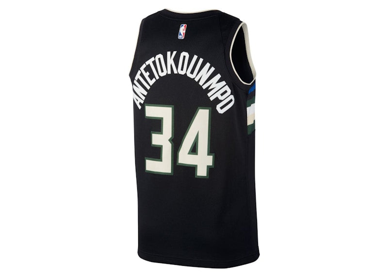 Nike Giannis Antetokounmpo Bucks Statement Jersey Core Black/Cargo Khaki/Cloud White