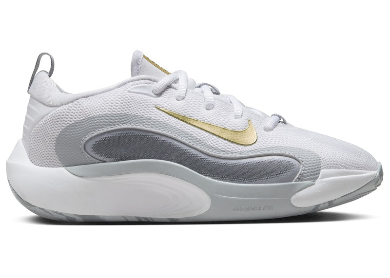 Nike IsoFly White Cool Grey Wolf Grey Metallic Gold Star (GS)