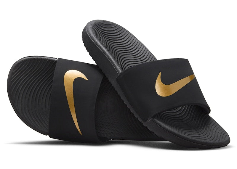 Nike Kawa Slide Black Metallic Gold (GS)