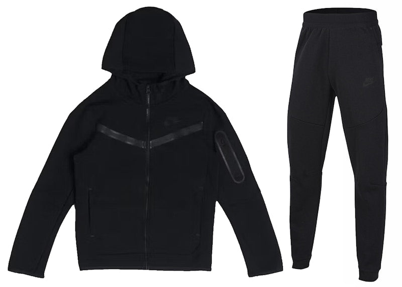 Nike Sportswear Kids' Tech Fleece Full-Zip Hoodie & Joggers Set (Plus Size) Black/Black