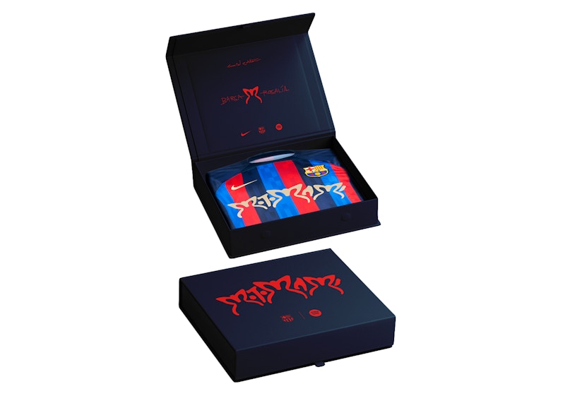 Nike Limited Edition FC Barcelona Men’s First Team Rosalia Motomami 22/23 Home Jersey Blue/Scarlet