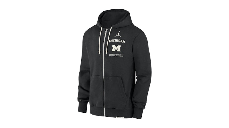 Nike Michigan Wolverines On-Court Basketball Jordan Brand Dri-FIT College Full-Zip Hoodie Black