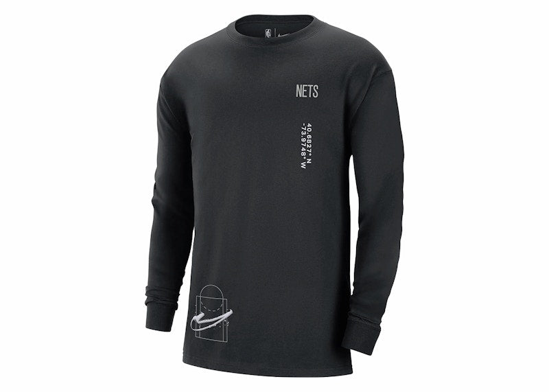 Nike NBA Brooklyn Nets Courtside Loose Fit Long Sleeve T-shirt Black