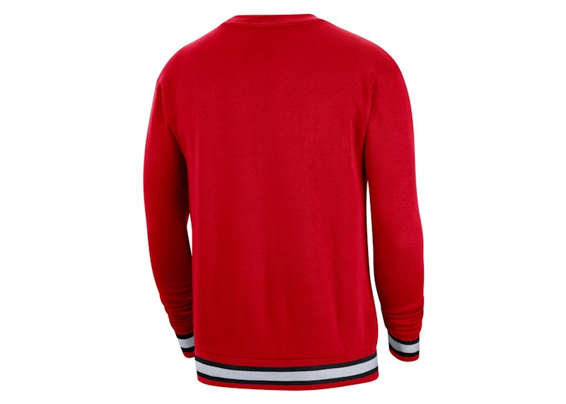 Nike NBA Chicago Bulls Courtside Crew Fleece Loose Fit Sweatshirt Red