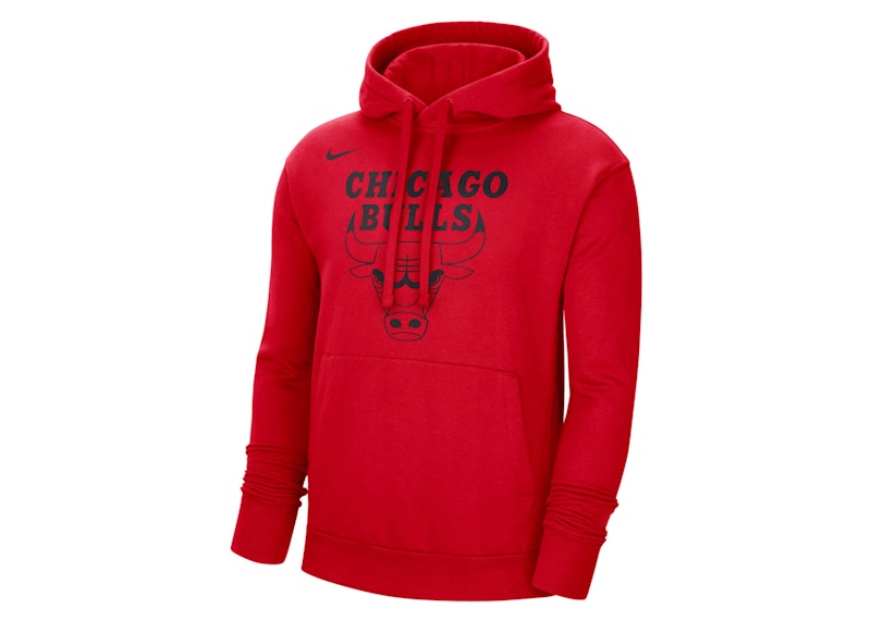Nike NBA Chicago Bulls Essential Fleece Pullover Loose Fit Hoodie Red