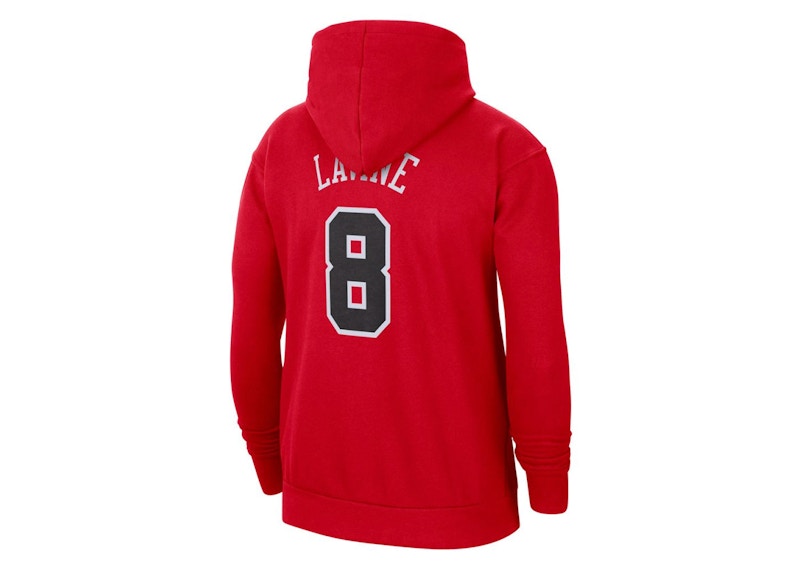 Nike NBA Chicago Bulls Zach Lavine Essential Fleece Pullover Loose Fit Hoodie Red
