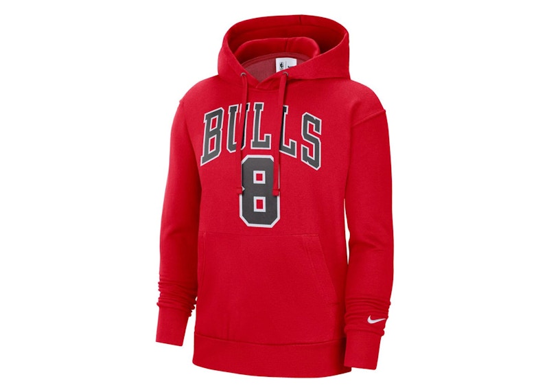 Nike NBA Chicago Bulls Zach Lavine Essential Fleece Pullover Loose Fit Hoodie Red