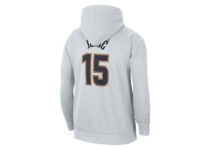 Nike NBA Denver Nuggets Nikola Jokic City Edition Fleece Pullover Loose Fit Hoodie Platinum