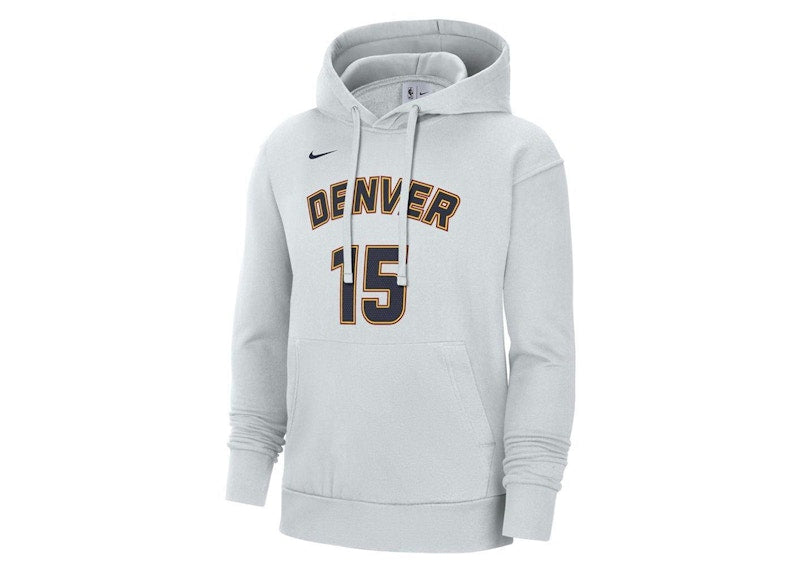 Nike NBA Denver Nuggets Nikola Jokic City Edition Fleece Pullover Loose Fit Hoodie Platinum