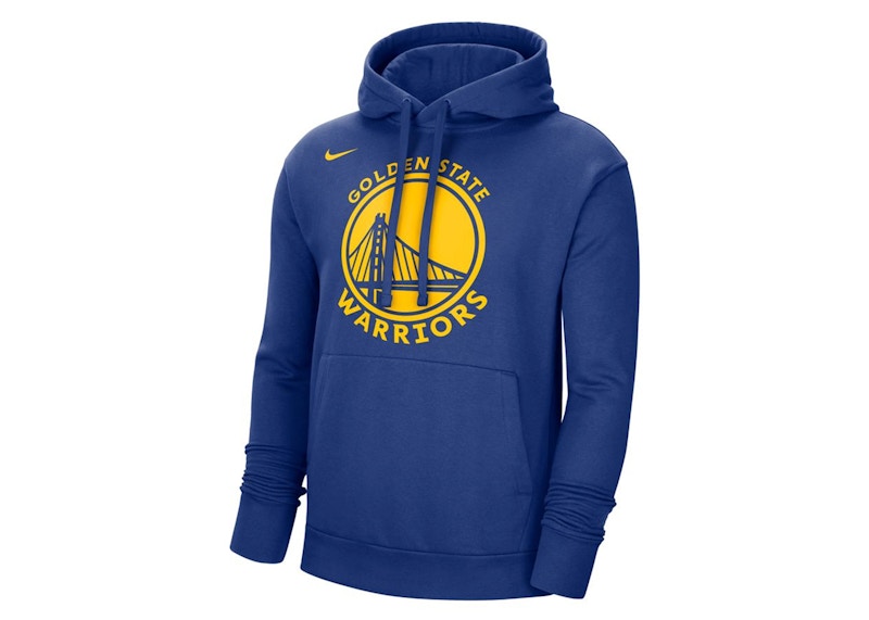 Nike NBA Golden State Warriors Essential Fleece Pullover Loose Fit Hoodie Blue/Yellow