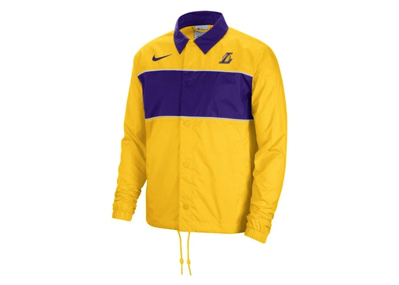 Nike NBA Los Angeles Lakers Courtside Full-Snap Lightweight Loose Fit Jacket Yellow/Purple