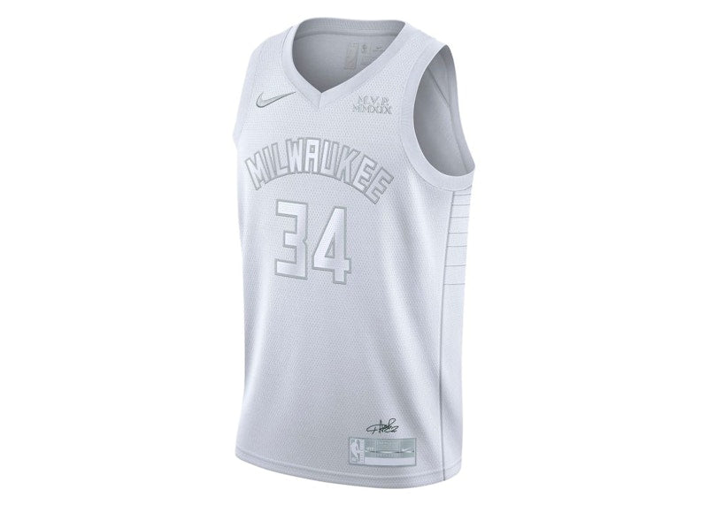 Nike NBA Milwaukee Bucks MVP 34 Antetokounmpo Swingman Jersey White