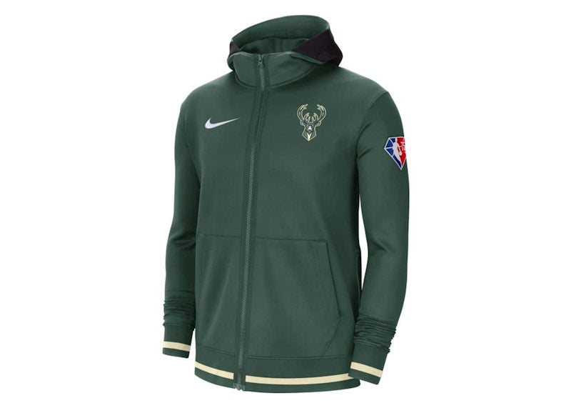 Nike NBA Milwaukee Bucks Showtime Dri-Fit Full-Zip Hoodie Dark Green