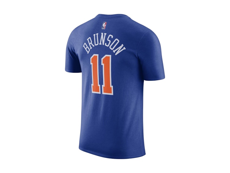 Nike NBA New York Knicks Jalen Brunson Name & Number T-shirt Blue/White/Orange
