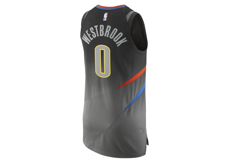 Nike NBA Oklahoma City Russell Westbrook Authentic Jersey Grey