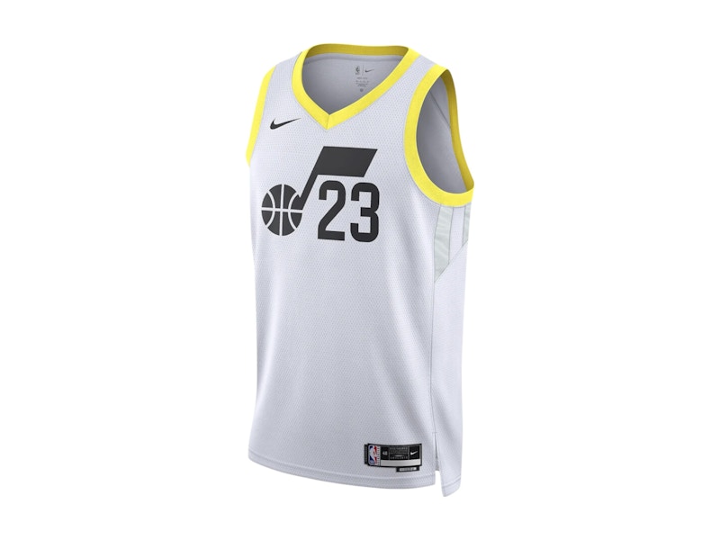 Nike NBA Utah Jazz Lauri Markkanen Association Edition Swingman Dri-Fit Jersey White/Black/Yellow