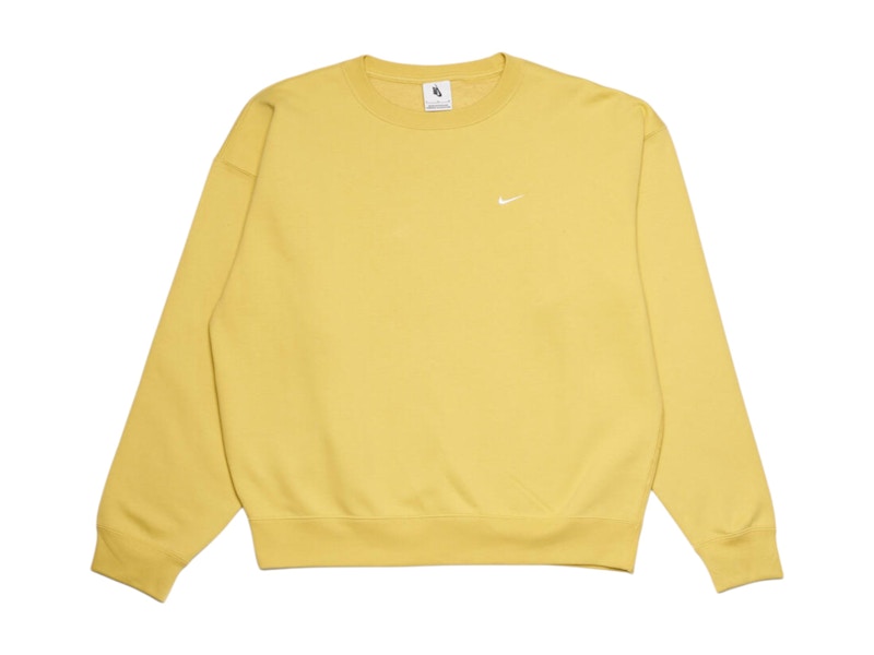 Nike Nikelab Solo Swoosh Fleece Crewneck Hoodie Saturn Gold/White