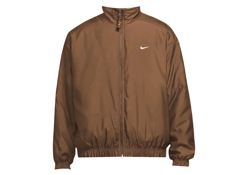 Nike Nikelab Solo Swoosh Satin Bomber Jacket Ale Brown/White