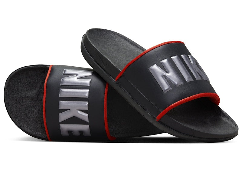 Nike Offcourt Slide Dark Smoke Grey Picante Red Black Metallic Dark Grey