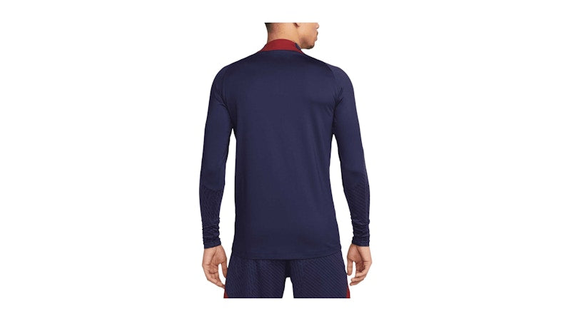 Nike Paris Saint-Germain 2023/24 Strike Drill Performance Raglan Quarter-Zip Long Sleeve Top Navy