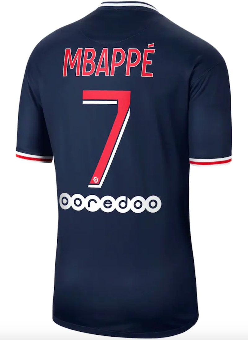 Nike Paris Saint-Germain Home Stadium Shirt 2020-21 with Mbappé 7 printing Jersey Blue