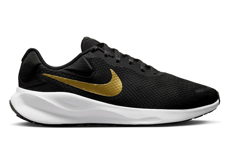 Nike Revolution 7 Black White Metallic Gold (Women's)