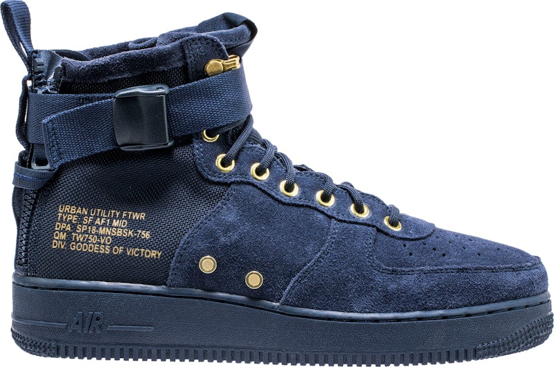Nike SF Air Force 1 Mid Obsidian Metallic Gold