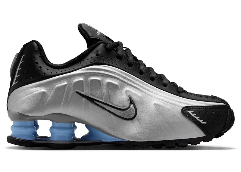 Nike Shox R4 Metallic Silver Black Psychic Blue (GS)