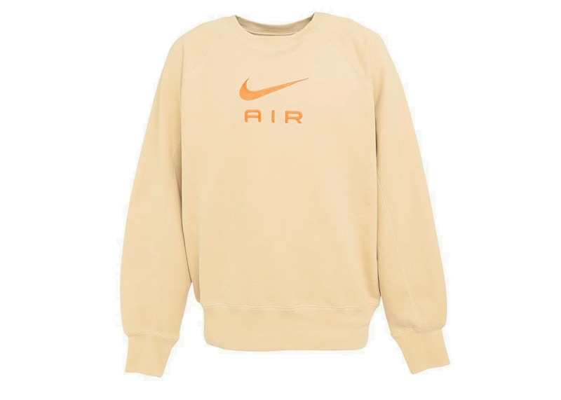 Nike Sportswear Air French Terry Crewneck (Asia Sizing) Sesame/Safety Orange